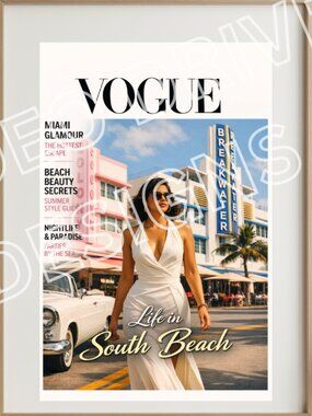 Vogue Inspired South Beach Fashion Wall Art Print 11x17 Unframed Miami Glam Art